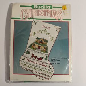 Bucilla Victorian Christmas Counted Cross Stitch Stocking Kit 82736 18" Diag